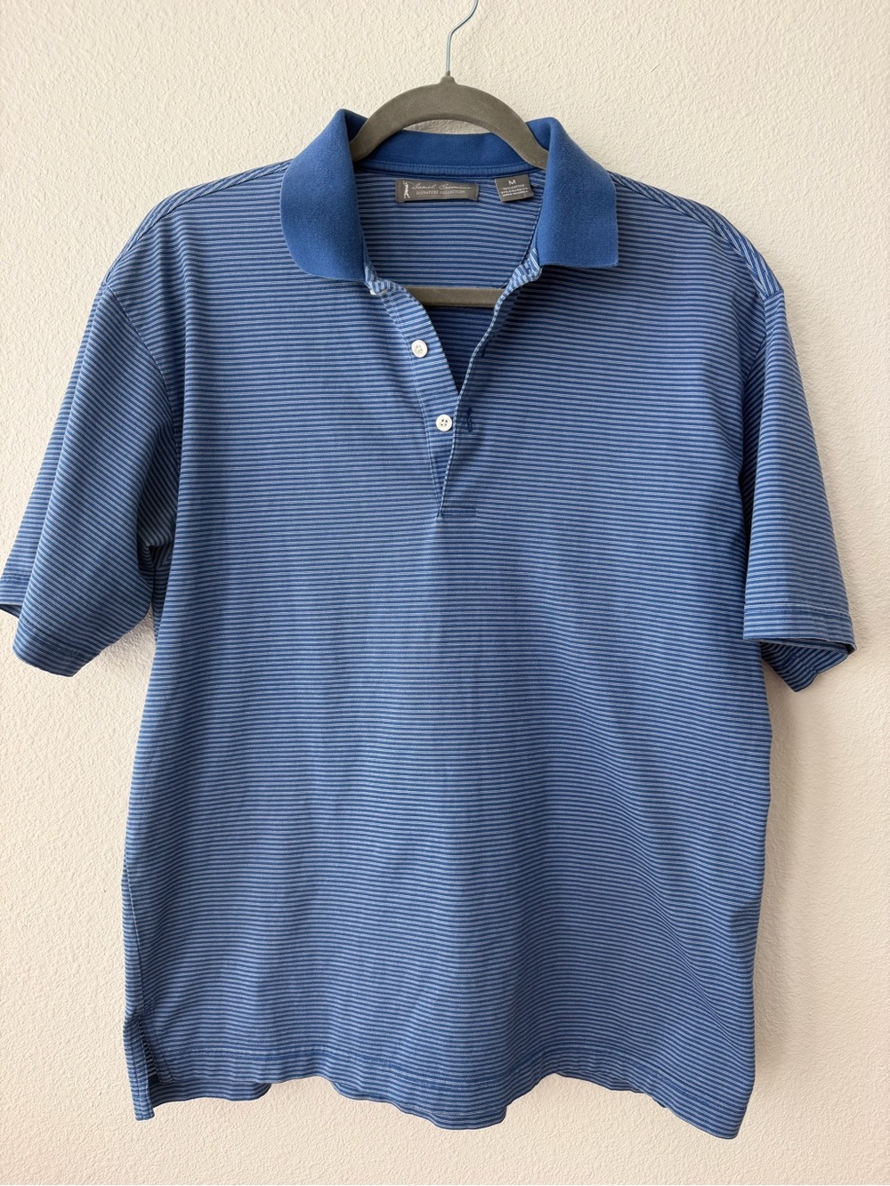 Daniel Cremieux Blue Striped Polo with Contrast Collar